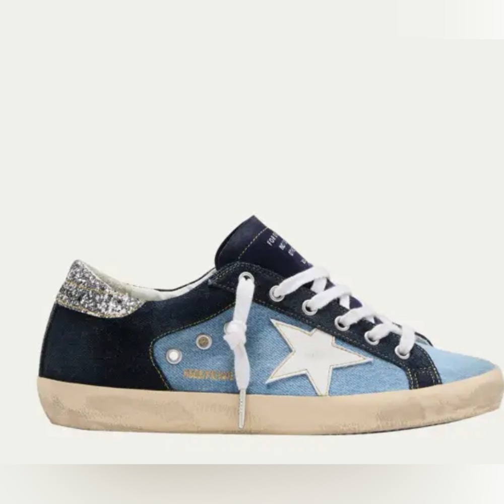 - Superstar Denim Glitter Low-Top Sneakers - Picture 1 of 2
